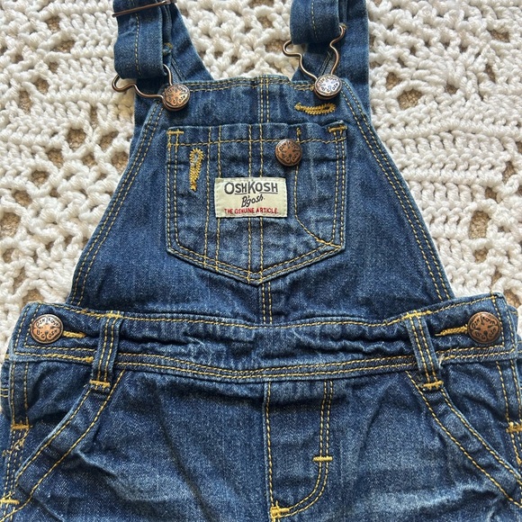 OshKosh Bgosh Vestbak Denim Jeans Bib Overalls Boys Size 9 Months USA Blue Girls - Picture 2 of 10